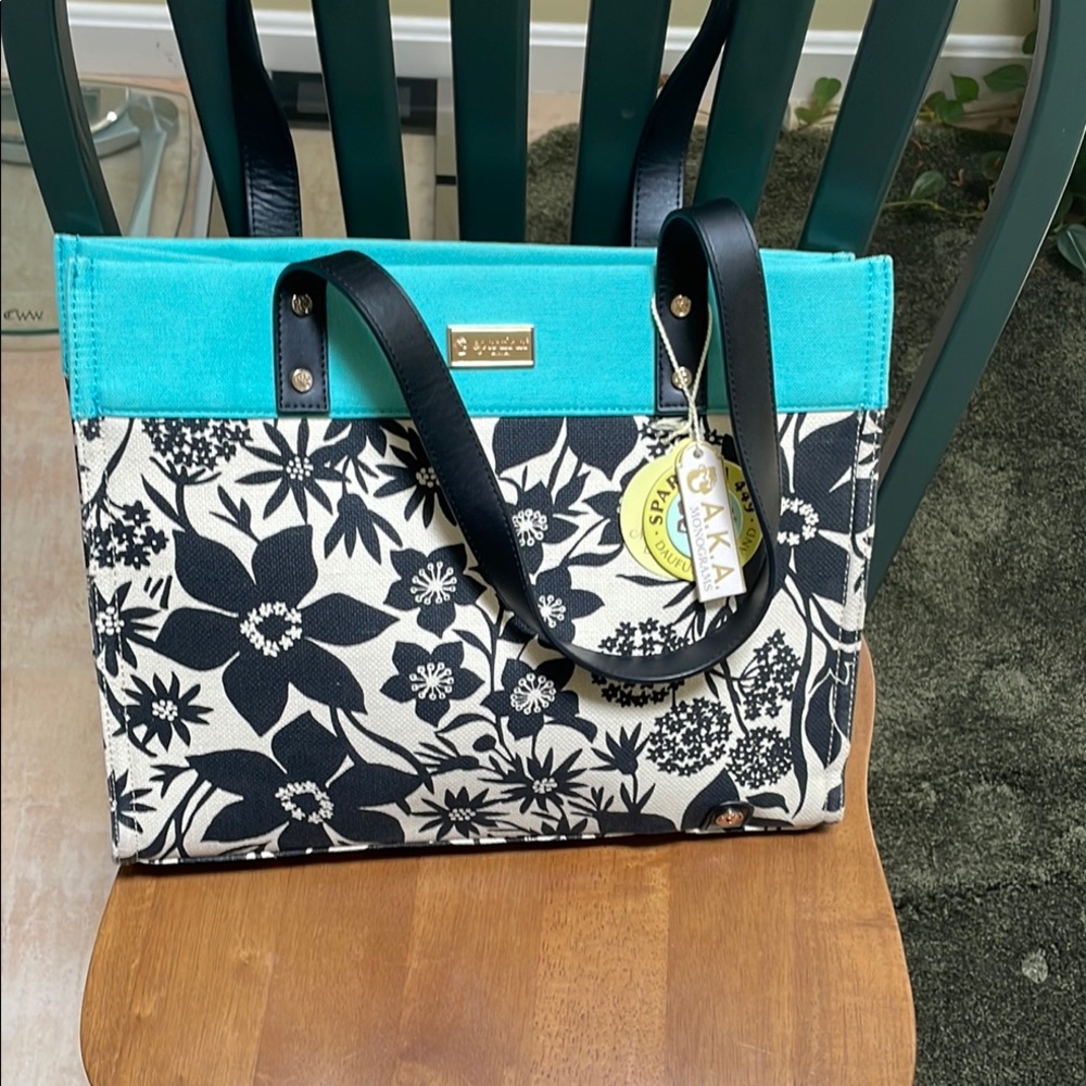 Spartina 449 Black and White Floral Tote